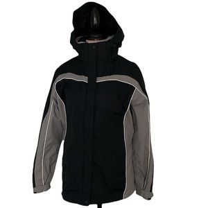 Columbia Women's Interchange Removable Hood Waterproof Jacket, Black, Medium